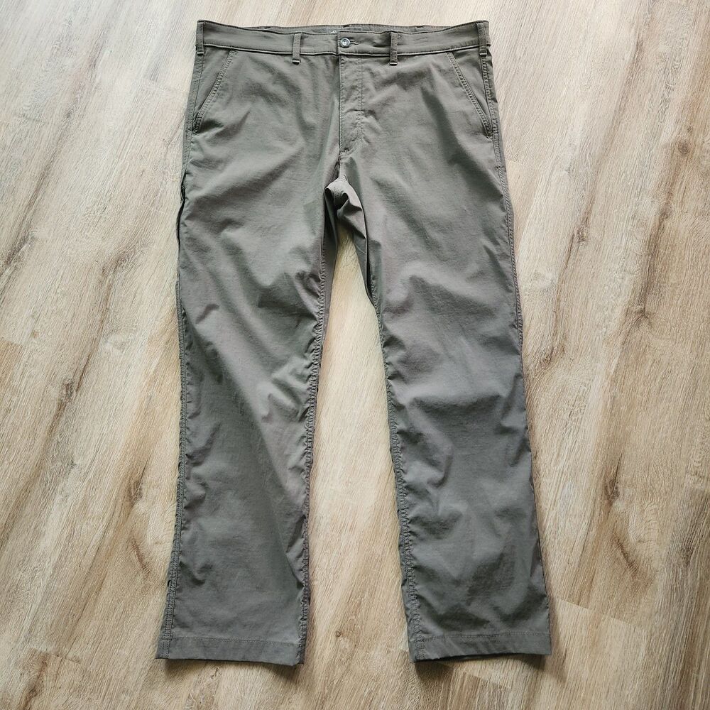 Eddie Bauer Travex Men's 40x32 Gray Green Stretch Tech Hiking Travel Pants EUC